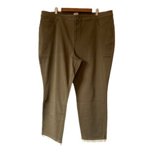 Lori‎ Goldstein 24W BOHO Cottagecore Olive Crochet Hem Stretch Denim Ankle Pants